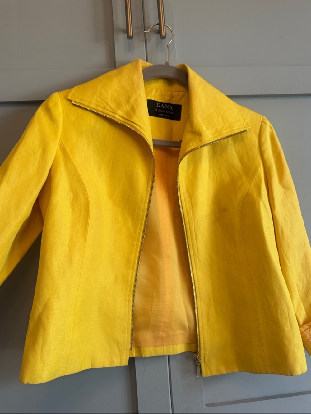 Dana Buchman Bright Yellow Zip-Front Women's Jean Jacket